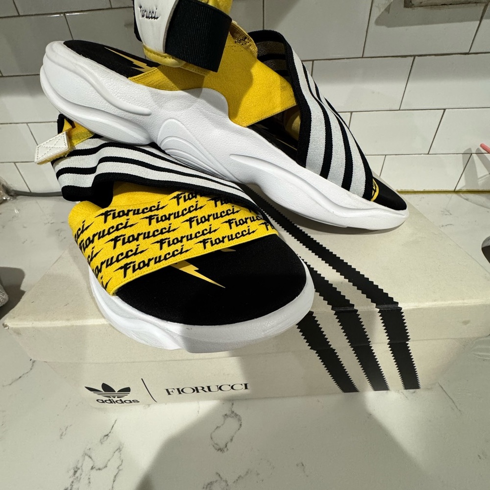 Fiorucci Black and Yellow Striped Sandals - Picture 6 of 10